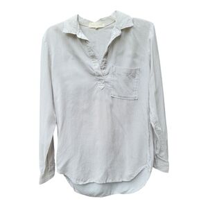 Side Stitch Cream and Gray Striped Long Sleeve Pullover Top - Size XS